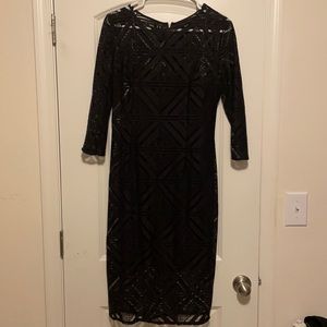 Adrianna Papell back zip black midi dress